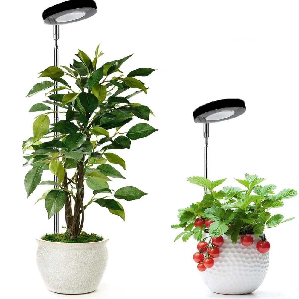 مصباح نباتي LED دائري، يتم إدخال أنبوب USB تلسكوبي في التربة، والمفتاح التعتيم 3 ألوان.
