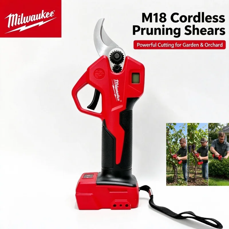 Milwaukee M18 Cordless Electric Pruning Shears Brushless Digital Display Garden Branch Cutter Fruit Tree Orchard Trimming Tool