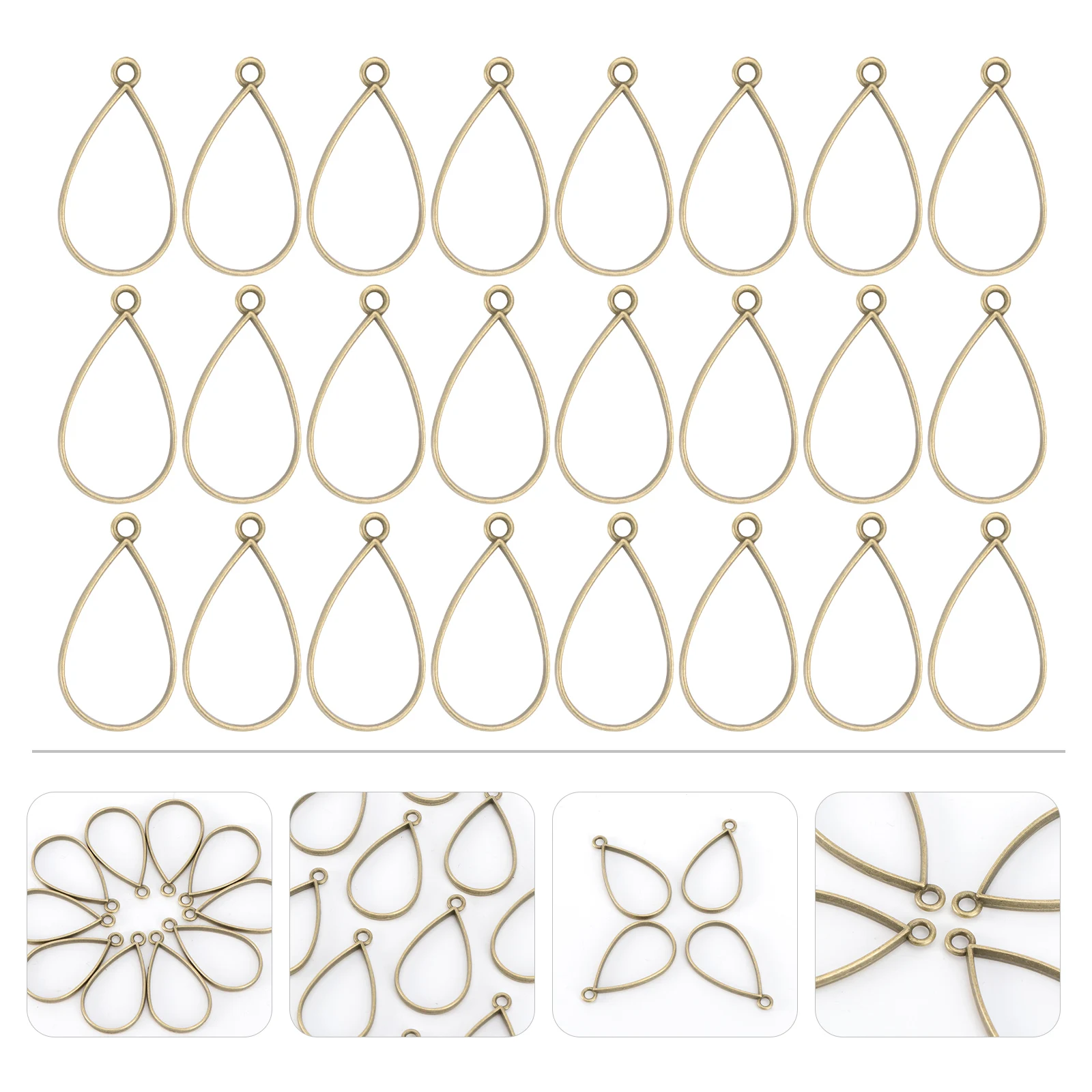 

50 Pcs Water Drop Pendant Accessories DIY Jewelry Making Metal Frames for Necklace Bracelet Earrings Hair Decorations Zipper