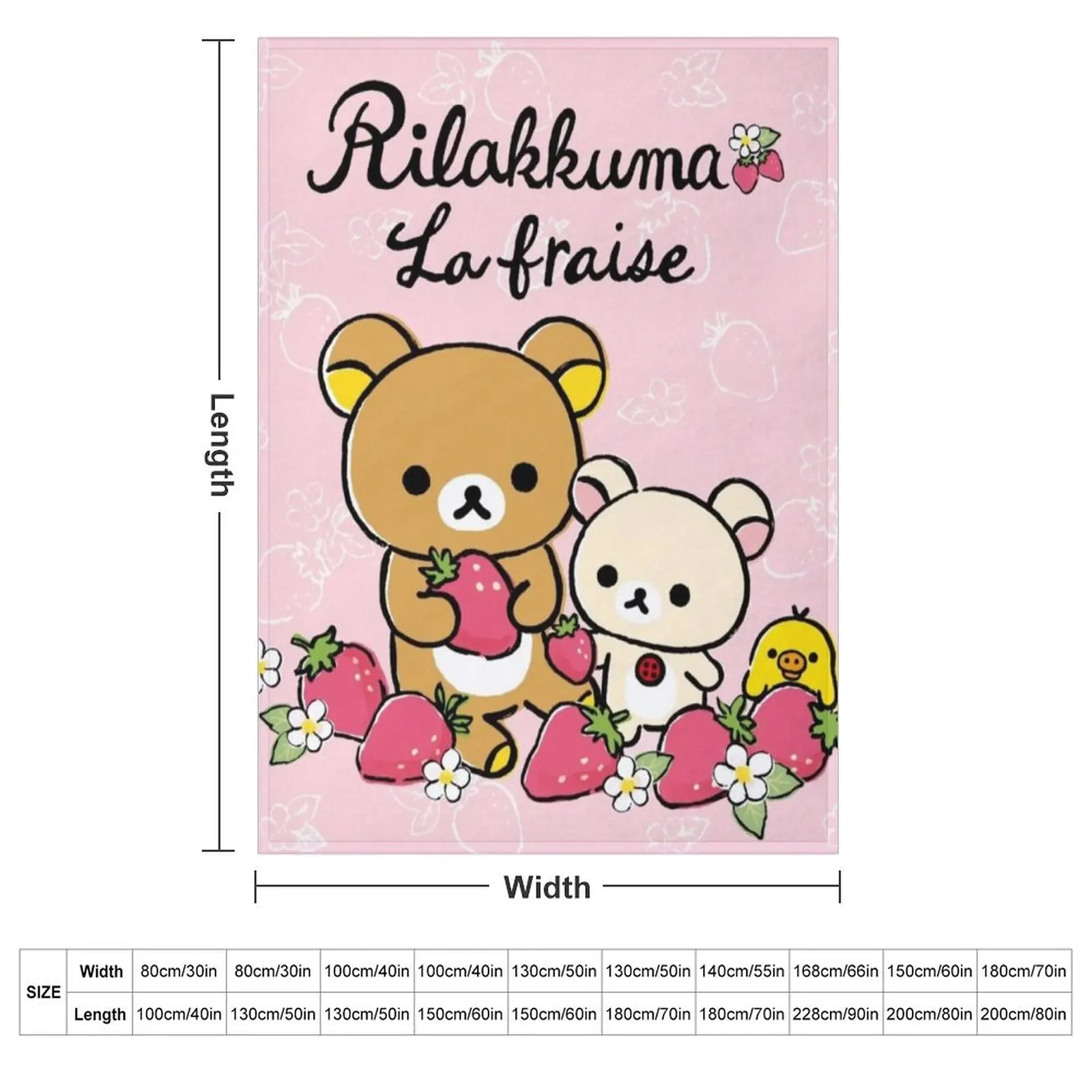 Cute Rilakkuma strawberry Throw Blanket Hairy Sofas Nap Picnic Cute Thermals For Travel Blankets