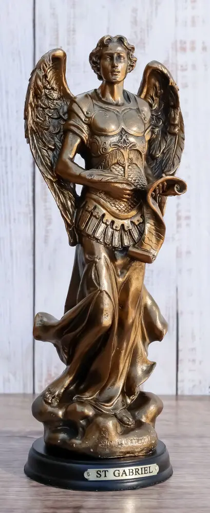 Us- Byzantine Catholic Church Archangel Gabriel with Sacred Scroll Statue 8 Inches High -