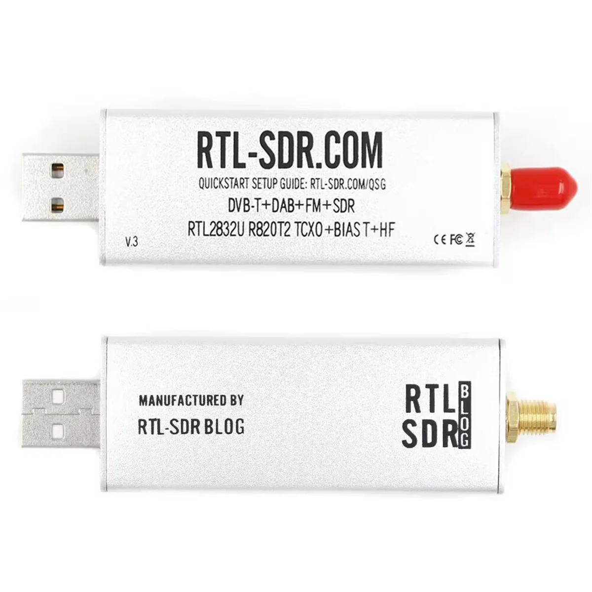 For RTL-SDR BLOG V3 R820T2 TCXO Receiver+Antenna HF BiasT SMA Software Defined Radio 500KHz-1766 MHz Up to 3.2 MHz