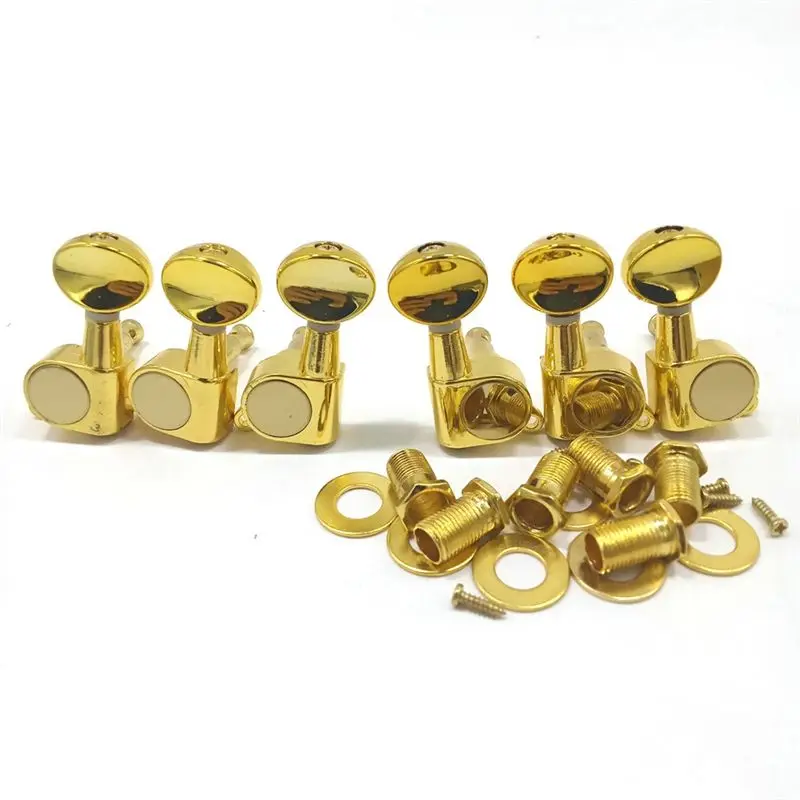 

【БОЛЬШАЯ РАСПРОДАЖА】6 шт. электрических колков для настройки струн гитары (3R3L), полностью закрытые, с круглой головкой