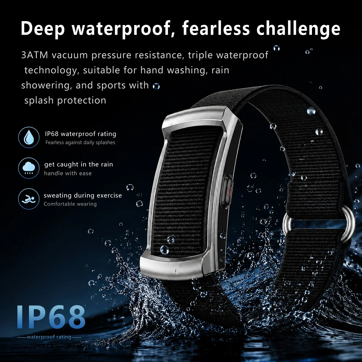 U25 Screenless Smart Bracelet Woven Band Heart Rate Blood Oxygen Monitor IP68 Waterproof Fitness Tracker Wristbands Men Women