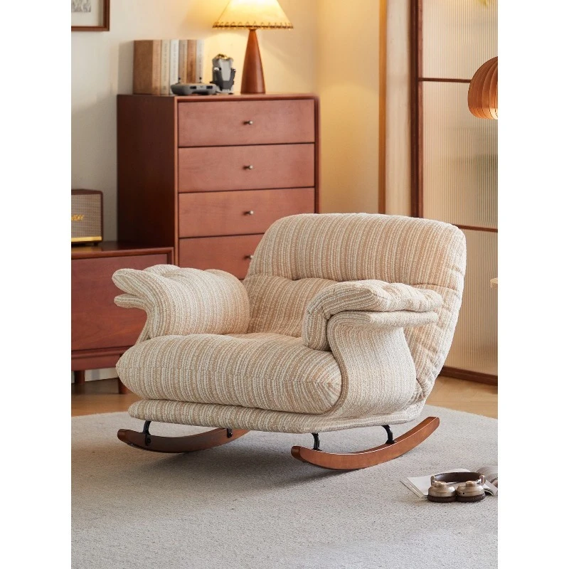 كرسي هزاز فردي لشرفة المنزل للبالغين، أريكة ترفيهية لغرفة المعيشة يمكن الاستلقاء والنوم على الطراز القديم