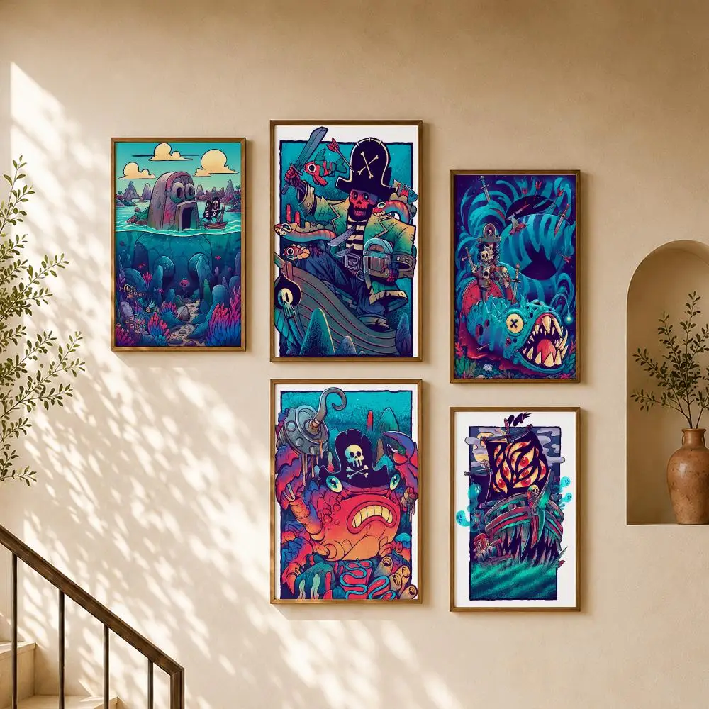 Psychedelic Neon Monsters Fantasy Creatures Surreal Adventure Poster Home Room Bar Cafe Club Decor Aesthetic Art Wall Painting