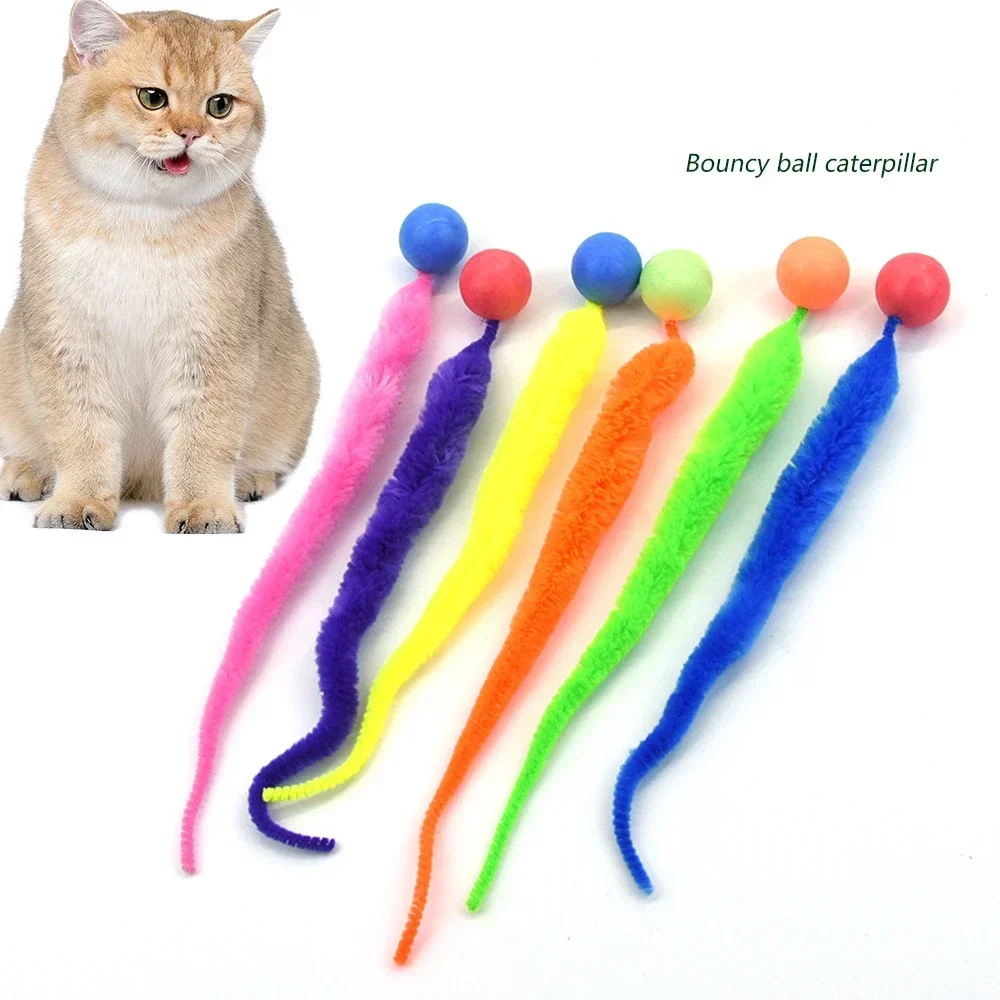 Cat interactive toys Tickle Cat Colorful bouncing ball Pet supplies Puzzle teasing indoor cat worm caterpillar elastic toy