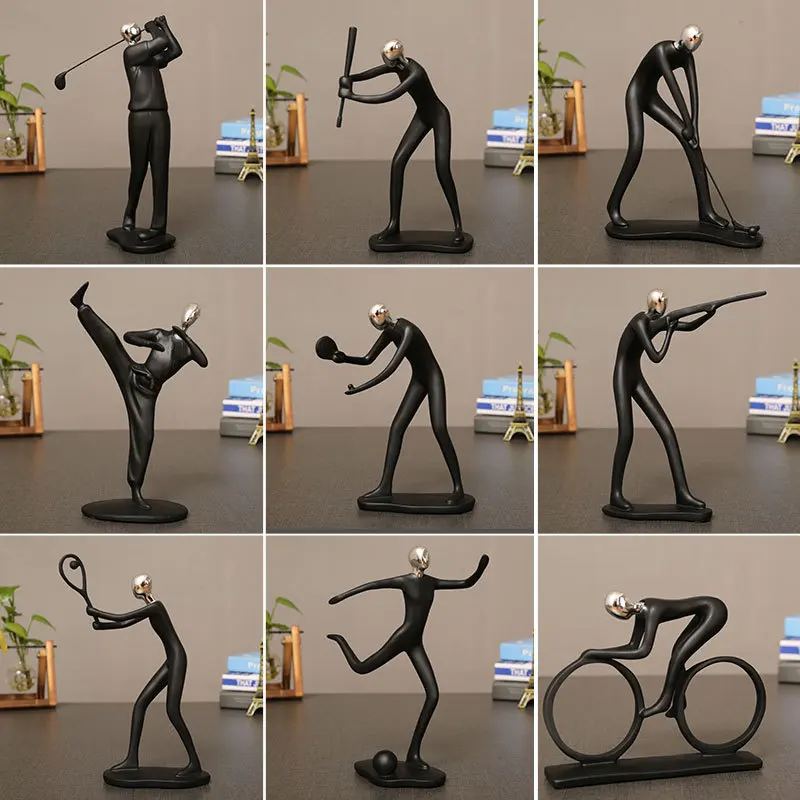 Athlete Resin Sculpture, Abstract Sports Figurine for Desk Bookshelf Wine Cabinet, Dynamic Art Decor for Living Room Office