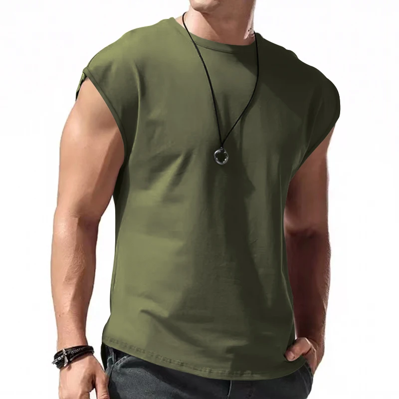 2024 Independent Station Cross border Men's Wear New Sleeveless T-shirt Men's Summer Leisure Sports Loose fitting Men's Short Sl