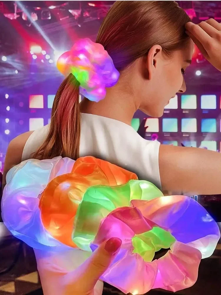 Chouchou scintillant à LED, cravate lumineuse pour fête, Club, Performance, accessoire de nuit, bandeau brillant, coiffure pour femmes et filles