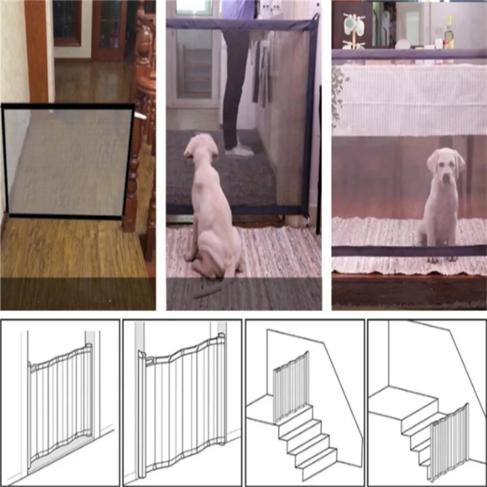 Tall Pet Dog Gate Retractable Safety Guard Retractable Toddler Stair Gate Isolation Ingenious Mesh Dog Fence Indoor Outdoor