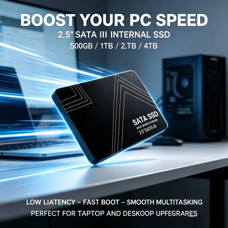 SATA III 2.5 Inch Internal SSD Low Power Consumption Shock Resistant 500GB 1TB 2TB 4TB Hard Disk for Notebook & Desktop PC