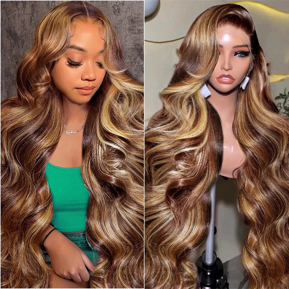 

4/27 Body Wave Lace Front Wig 13x6 HD Transparent Lace 13x4 Highlight Lace Wig Human Hair Honey Blonde 200% Density For Woman.