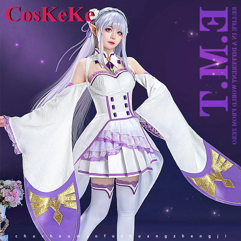 

CosKeKe Emilia Cosplay Anime Re:Life In A Different World From Zero Costume Gorgeous Collection Edition Dress Role Play Clothing