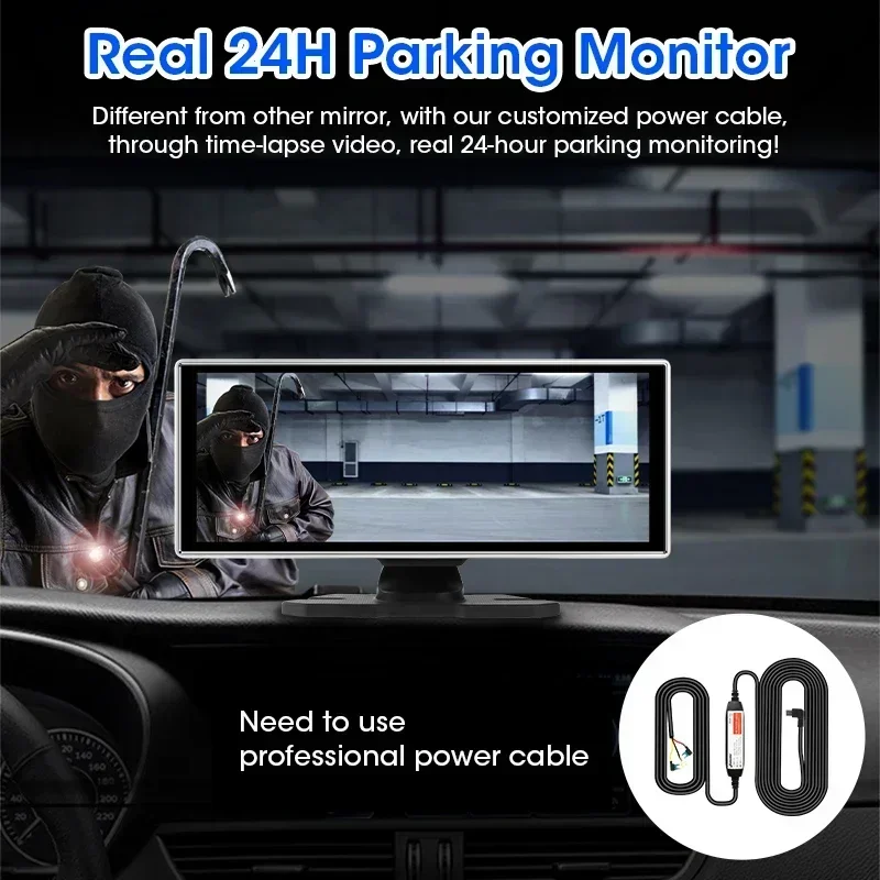 11.26 inch Dash Cam 4K Car DVR Wireless Carplay & Android Auto GPS