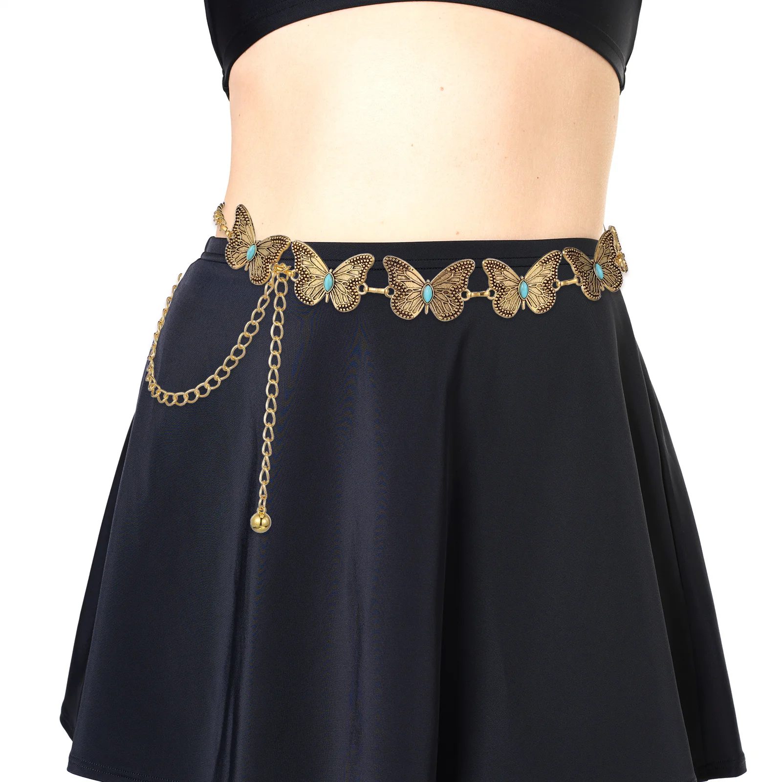 

Butterfly Waist Chain Belts for Women Fashion Chest Bracket Jewelry One Piece Dress