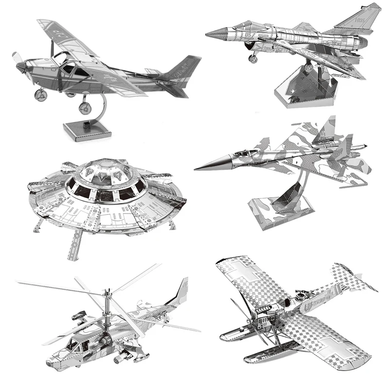 Fighter 3D Metal Puzzle KA-50 Helicopter UFO Air Force J-10B RAH-66 model KITS Assemble Jigsaw Puzzle Gift Toys For Children