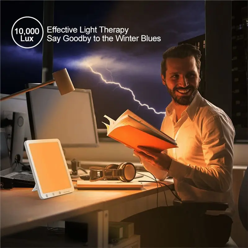 ABDJ-Portable LED Daylight Lamp 10000 Lux With Memory Function 6 Timer Setting 5-Level Brightness 3 Color Temperature