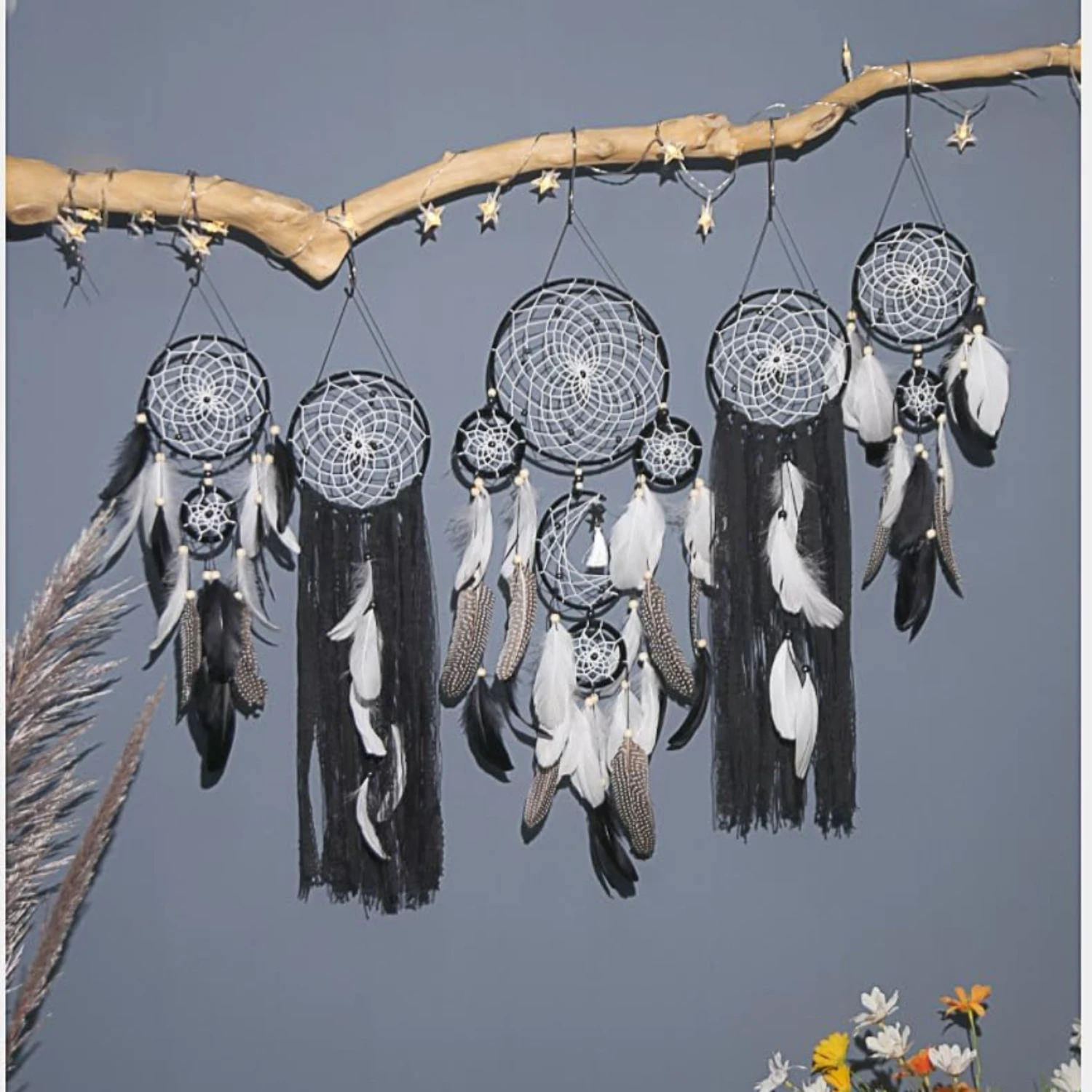 Dream Catcher With  & Sun - Large Macrame Wall Hanging, Feather Accents For Cozy  Decor, Perfect For Bedroom, Guest Room, Or Vin