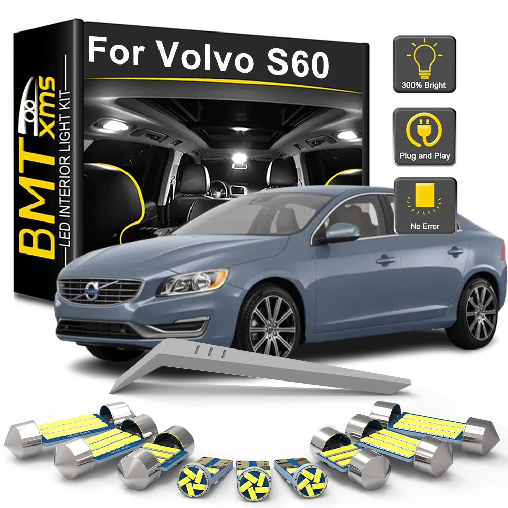 

BMTxms 18 шт. для Volvo S60 2 II MK2 2010 2011 2012 2013 2014 2015 2016 2017 автомобильный светодиодный комплект внутреннего освещения, лампа, купольная карта, аксессуары