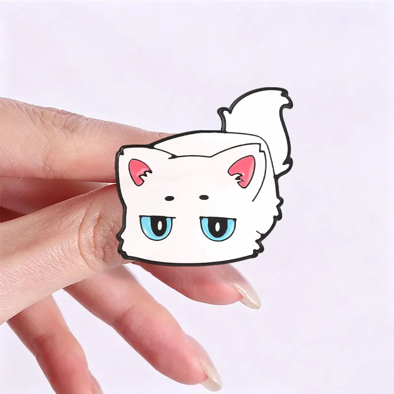 Cute Moody Cat Face Enamel Badges Cartoon Grumpy Kitten Different Expressions Pins Lovely Animal Metal Brooches Jewelry Gift