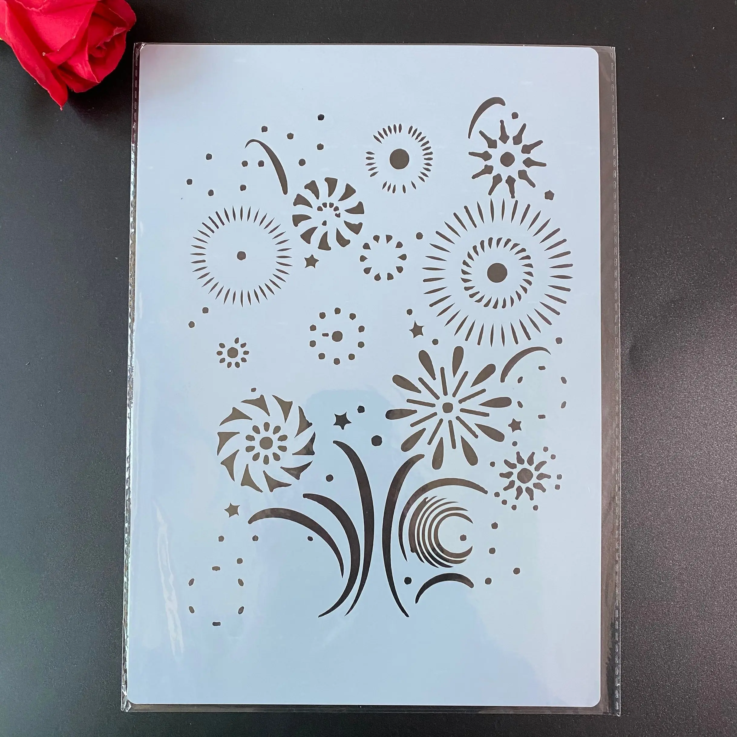 

A4 Decorative Stencils 29cm DIY Wall Painting Scrapbook Coloring Embossing Albumfor painting and decor Mandala Floral Firework