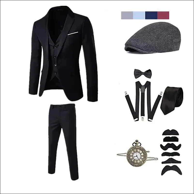 Disfraz de The Great Gatsby Vintage para hombre, disfraz de fiesta de Cosplay, Formal y de noche, 1920s