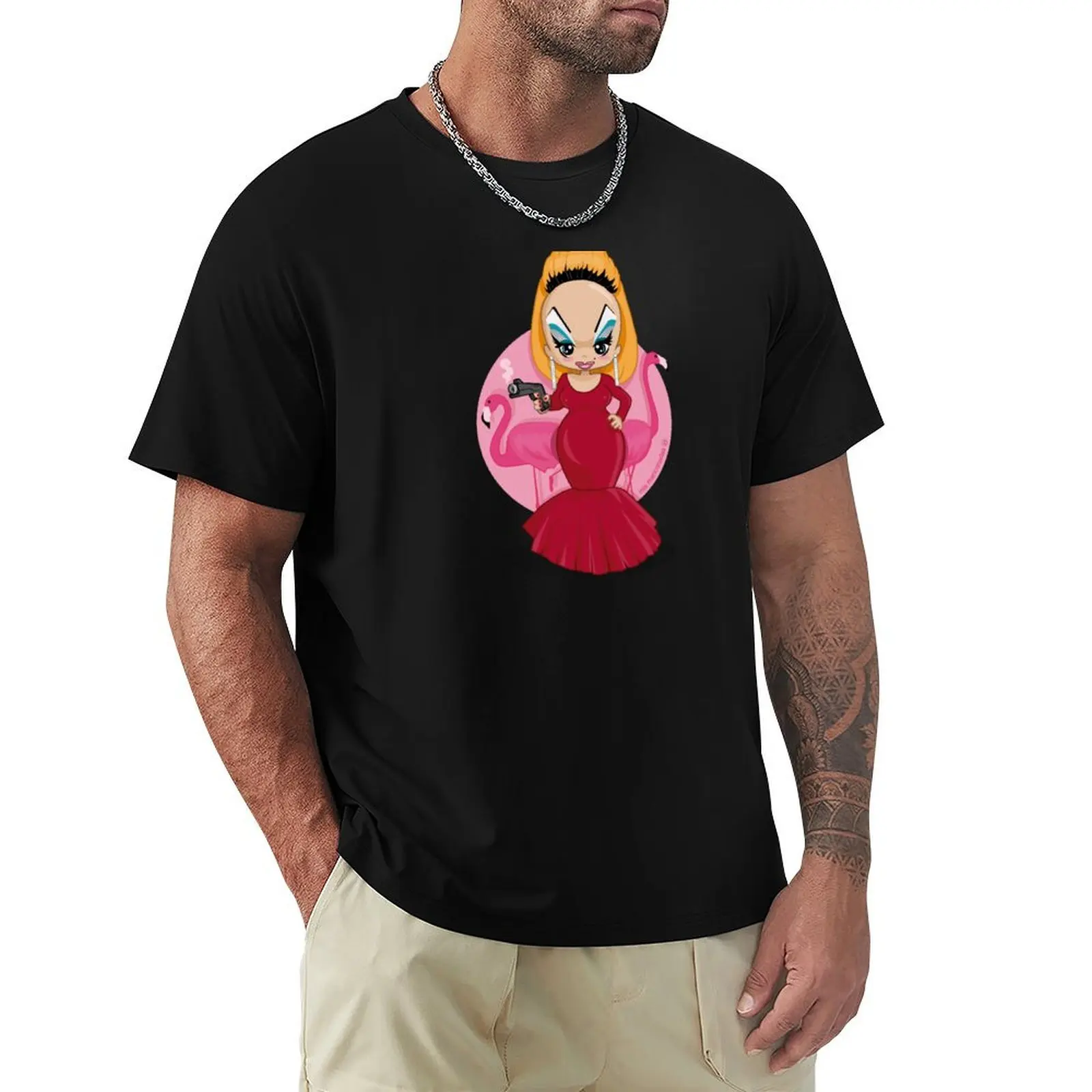 

Divine Pink Flamingos T-Shirt hippie clothes sweat clothes men tshirt