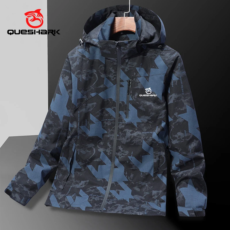 QUESHARK Men Camouflage Waterproof Windproof Softshell Cycling Jacket MTB Bicycle Spring Autumn Windbreaker Bike Coat Jersey