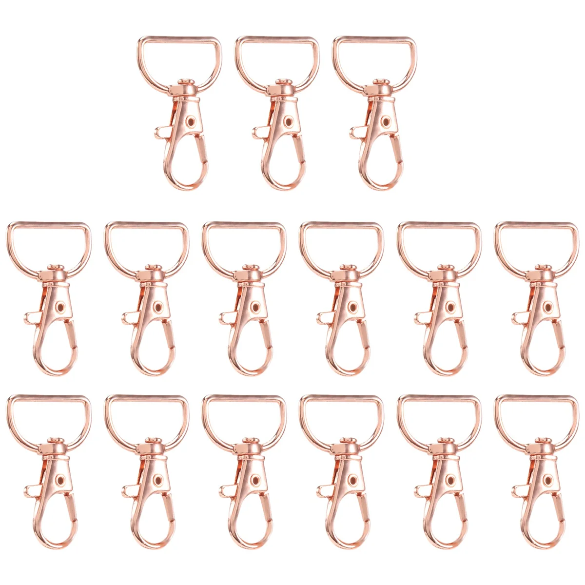 35Pcs Swivel Clasps Lanyard Snap Hooks Keychain Clip Hook Lobster Claw Clasp Metal Hook Clasp with D Rings Rose Gold