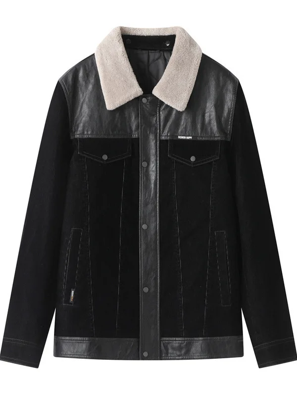 

Мужская повседневная куртка Thiened со съемным меховым воротником, дизайн Busin Gentleman Sle, хлопчатобумажная смесь, зимняя ткань...