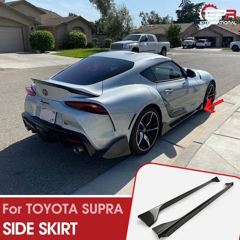 Carbon Fiber Car-styling T Type Side Skirt Double Side Fibre Door Step Splitter Cover Drift Part For Toyota 2019 On Supra A90