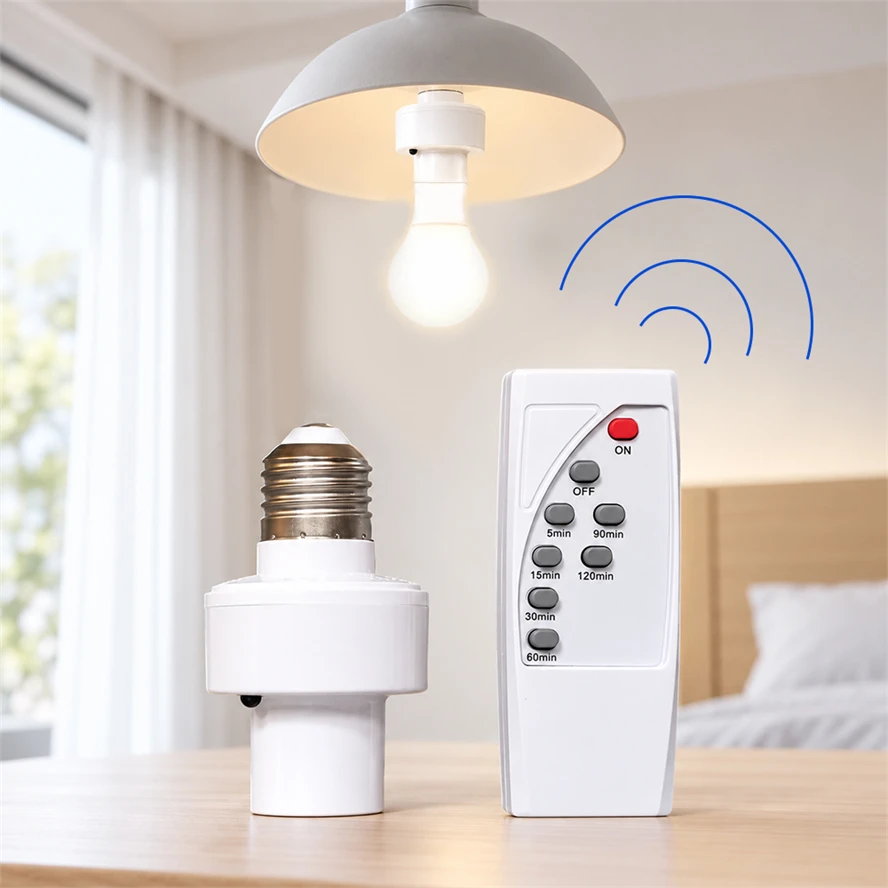 Wireless Remote Control E27 Smart Lamp Holder Infrared Remote Control Timing Switch AC85-265V for Room Bedroom Switch Light