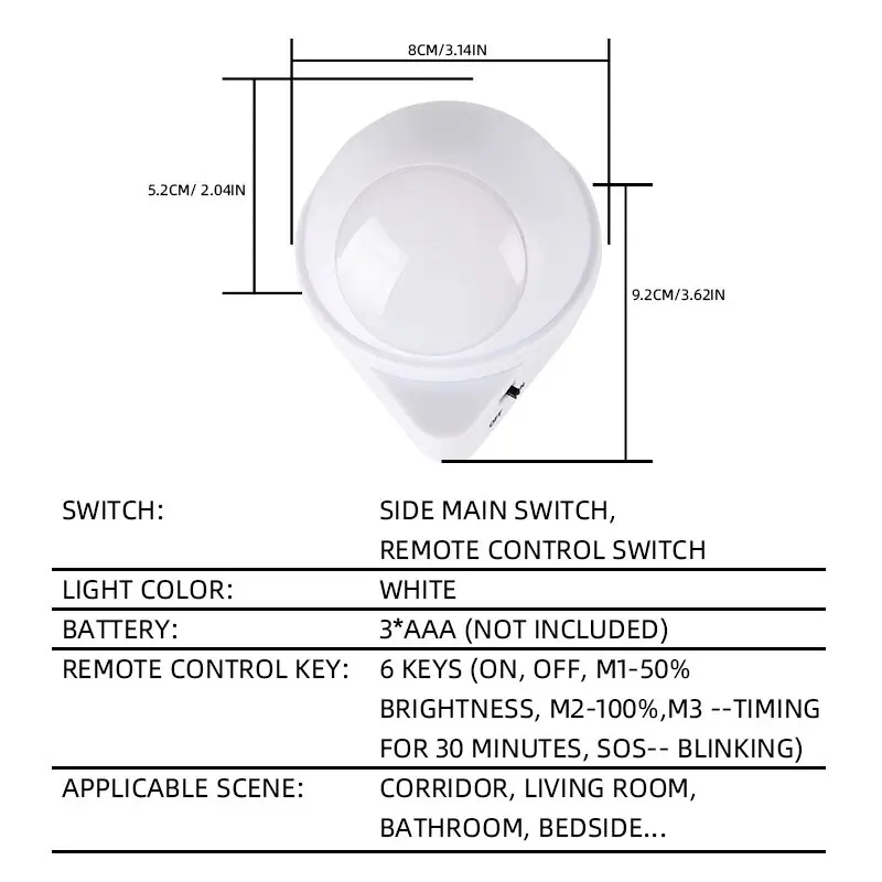 Rotatable Night Light Remote Control Light Wall Light Induction Lamp Induction Lamp Home Beside Closet Wardrobe Light Switch