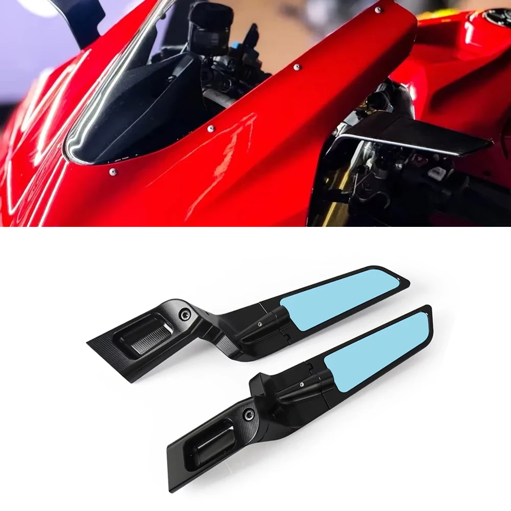 

For Ducati Panigale V4 v4s 2025 2026 New Motorcycle Rearview Mirrors Wind Wing Invisible Stealth Sport Winglet Mirrors