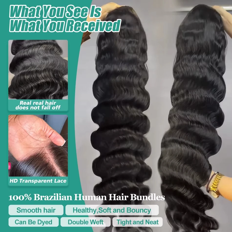 42 بوصة باروكة من شعر طبيعي الجسم موجة الدانتيل الجبهة الباروكات 250% الكثافة 13x4 قبل قطعها HD الجبهة الدانتيل الباروكة شعري طبيعي مع شعر الطفل