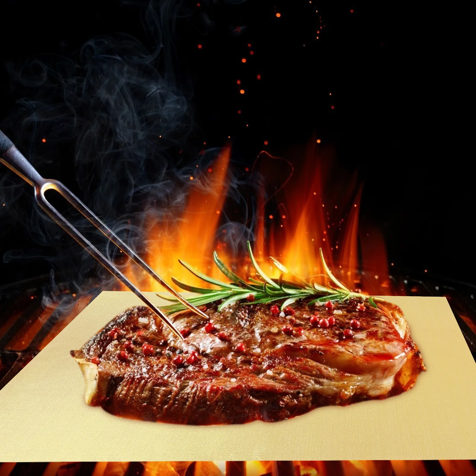 

5 Pcs Barbecue Mat Set Cooking Tray Liner Grilling Heat Resistant Baking Reusable