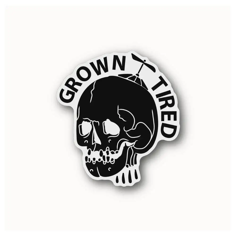 Grown Tired Skeleton Waterproof Stickers For Decorating Car Windows Motorcycles And Computers.