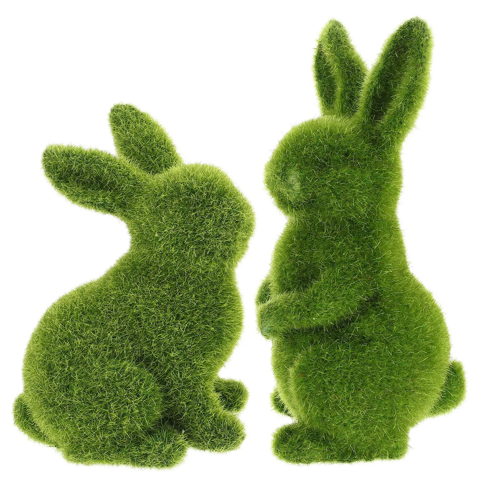 2 Pcs Outdoor Statues for Garden outside Ornaments Figurines Decor Backyard Bunny Sculpture Resin Animal