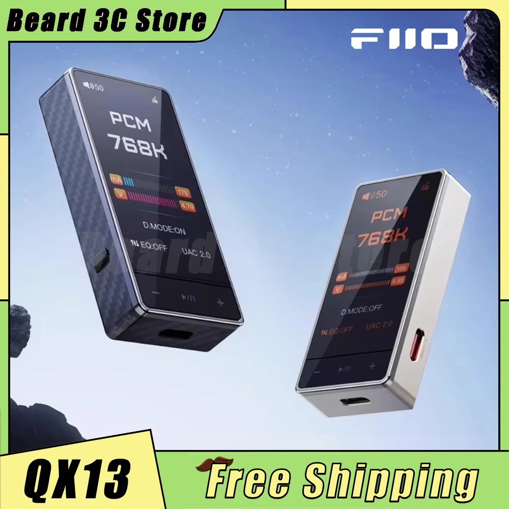 FiiO QX13 Portable Decoding Headphone Power Amplifier 1.99 inch Screen DAC ES9027PRO USB Small Tail DSD Custom HiFi Amplifier