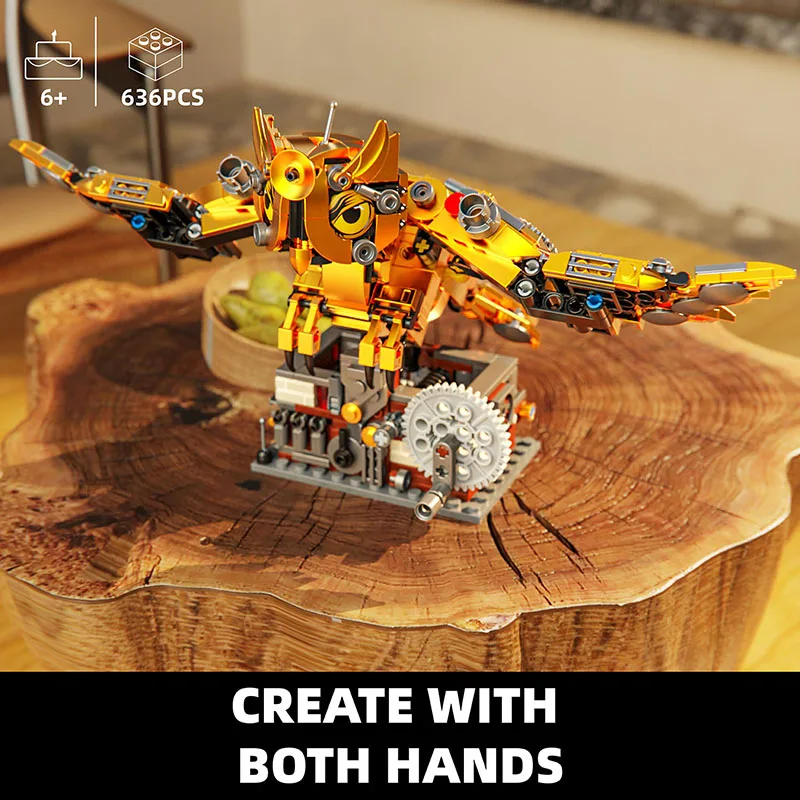 

606pcs Mechanical Owl Building Block Toys Sets Steampunk Style Constructible Model Creative Desk Christmas Gifts