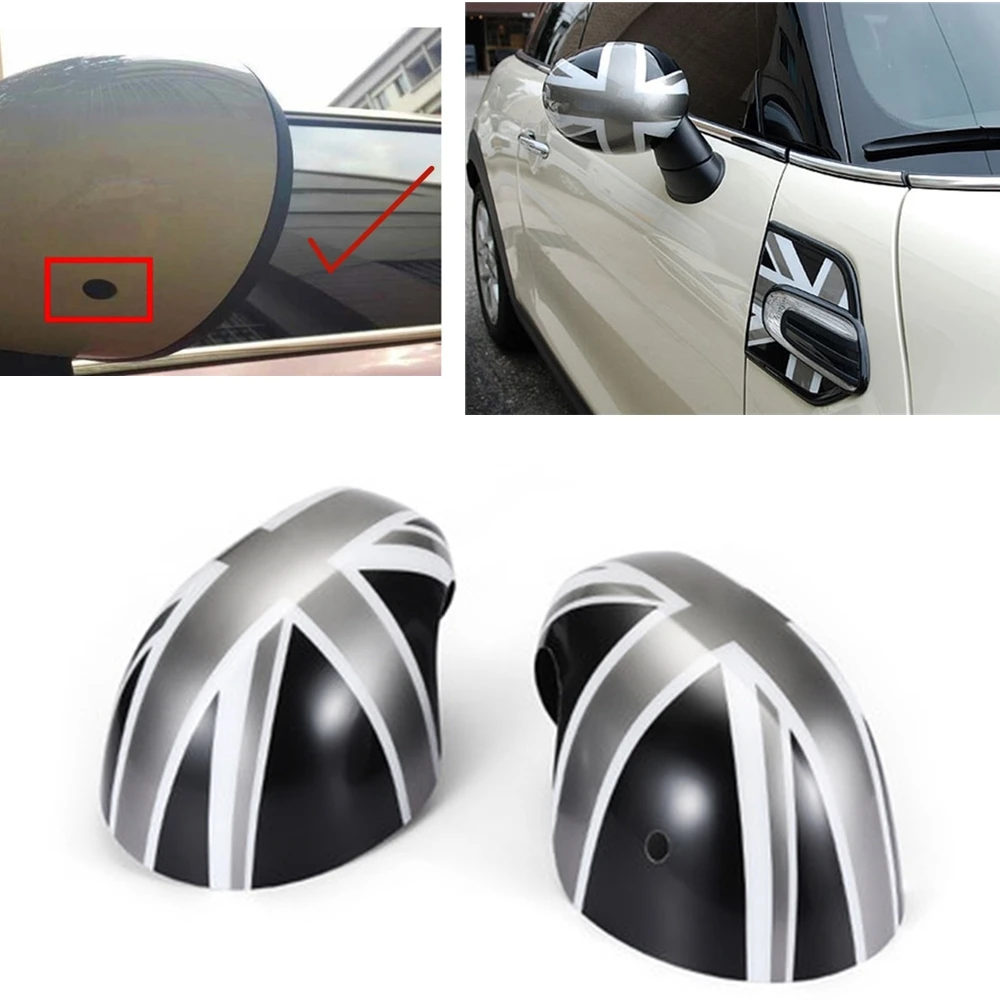 

Mirror Cover For MINI Cooper F54 F55 F56 F57 F60 2014-2019 Union Jack W/ Light Hole Car Exterior Side Rear View Shell Cap Add On