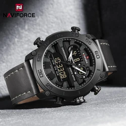 Top Brand NAVIFORCE LCD Display Fashion Quartz Male Watches Business Office Clock Waterproof Mens Wrist Watch Give for Man Gift