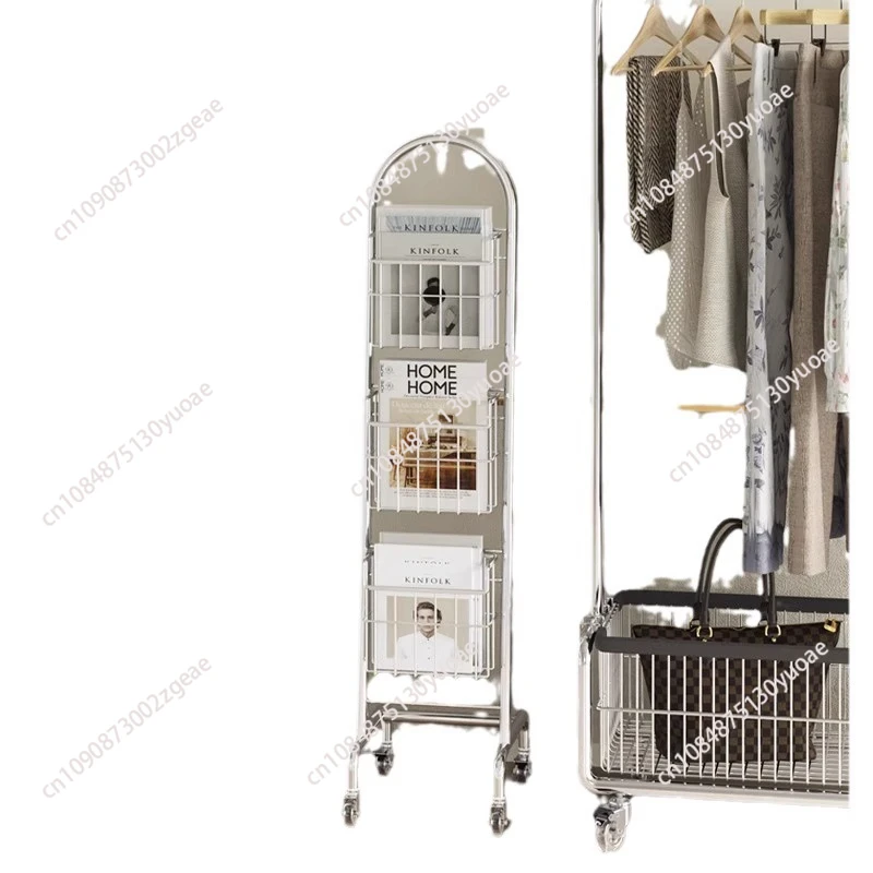 Vintage Mobile Bookshelves, Magazine Racks, Floor-to-ceiling Multi-layer Storage Display Stands, Vintage Home Book and Newspaper