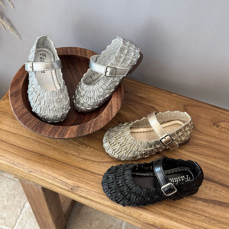 Spring Girl's Mary Janes Hollow Crochet Soft Sole Exquisite Kid's Flat Shoe Solid Colors Chic Charming Daily Children Shoes