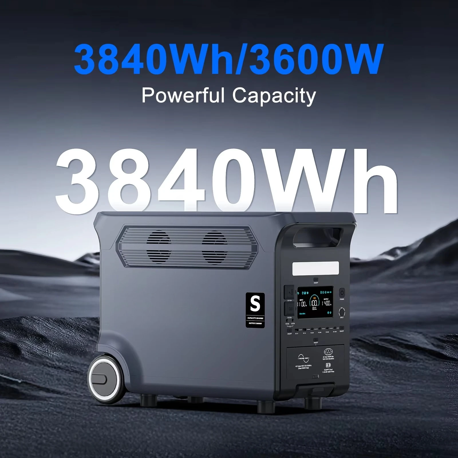 3600W 3840Wh LiFePO4 Portable Power Station, 220V AC UPS, 2000W Solar Input, OEM/ODM, USA and EU Warehouse Home Backup Outdoor