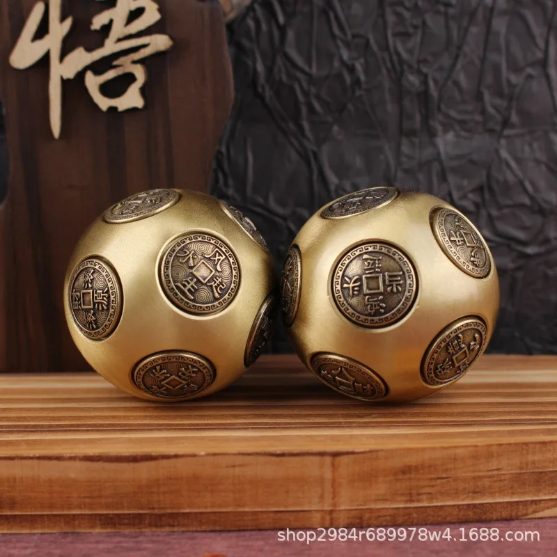 

- Prosperous Wealth Brass Round Twelve-Sided Rotating Handle Ornament