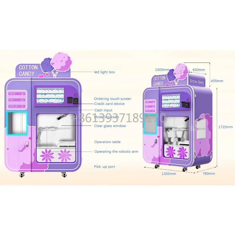 Professional Cotton Candy Vending Machine Sells Happy and Sweet Cotton Candy Vending Machine