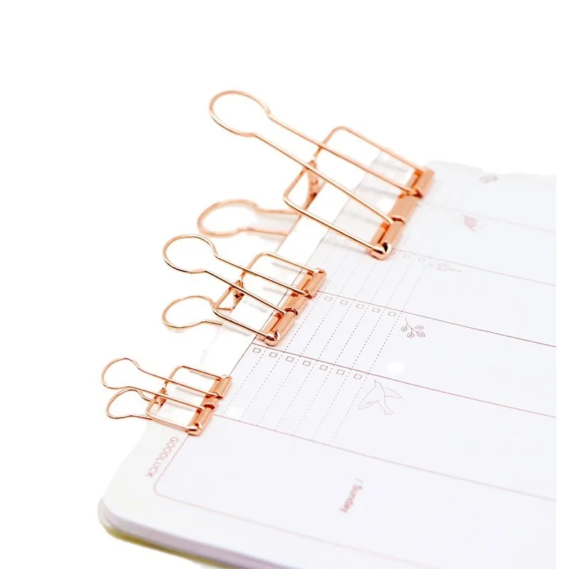 1 Pc Color Hollow Metal Binder Clips Gold Rose Green Purple Large Medium Small Office Study Binder Clips Data File Organizer