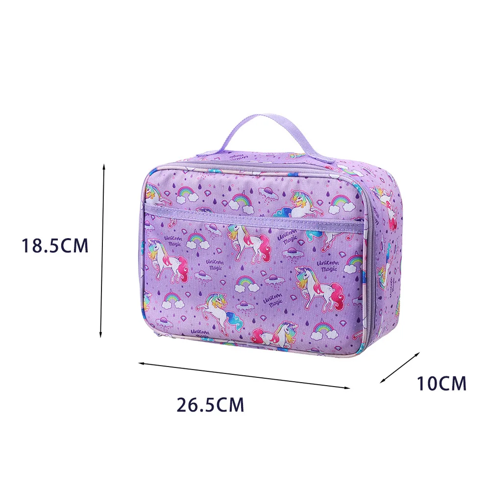 Kawaii Portable High-Capacity Insulation Bag Children Cartoon Rainbow Unicorn Lunch Bag Picnic Food Bag Student School Bento Bag